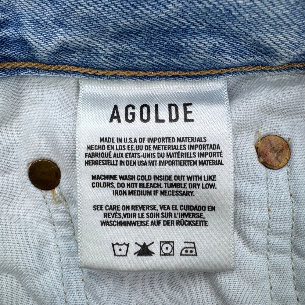 AGOLDE Riley High Rise Straight Leg Distressed Jeans Light Wash Button Fly Sz 26 - Picture 7 of 12